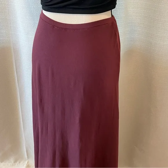 Peruvian Connection 100% Pima cotton pull-on maxi skirt burgundy size XS