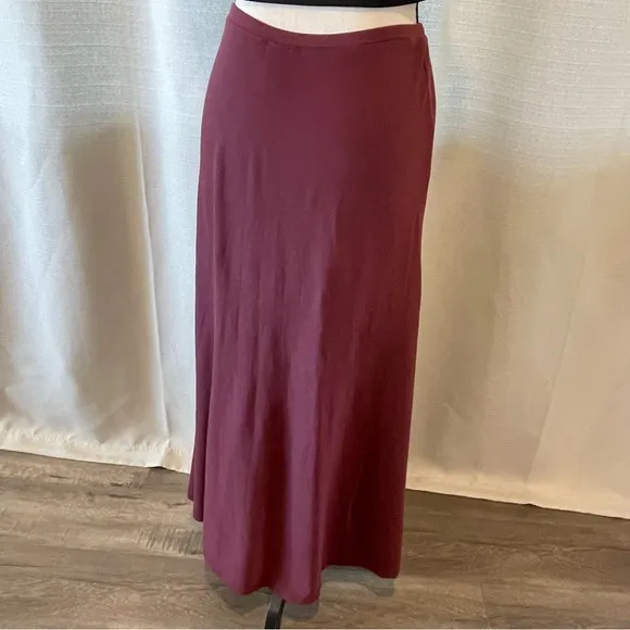 Peruvian Connection 100% Pima cotton pull-on maxi skirt burgundy size XS