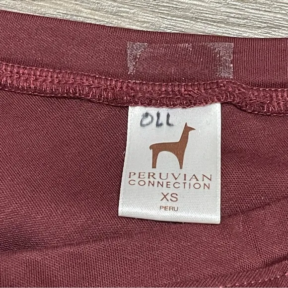 Peruvian Connection 100% Pima cotton pull-on maxi skirt burgundy size XS
