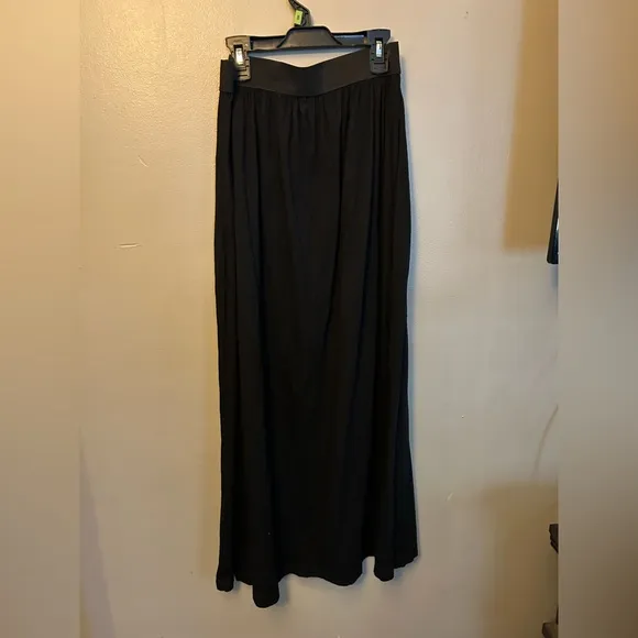 Peruvian Connection skirt - black maxi length Pima cotton/modal w/pockets