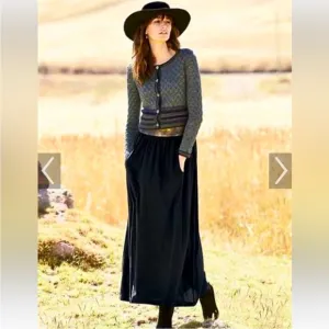 Peruvian Connection skirt - black maxi length Pima cotton/modal w/pockets
