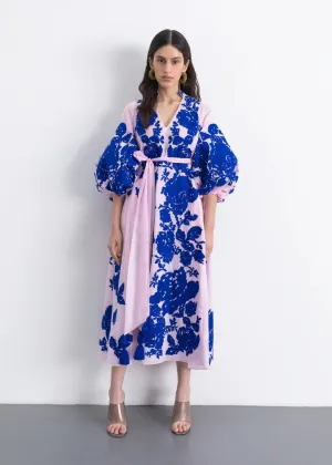 Pink dress with floral embroidery