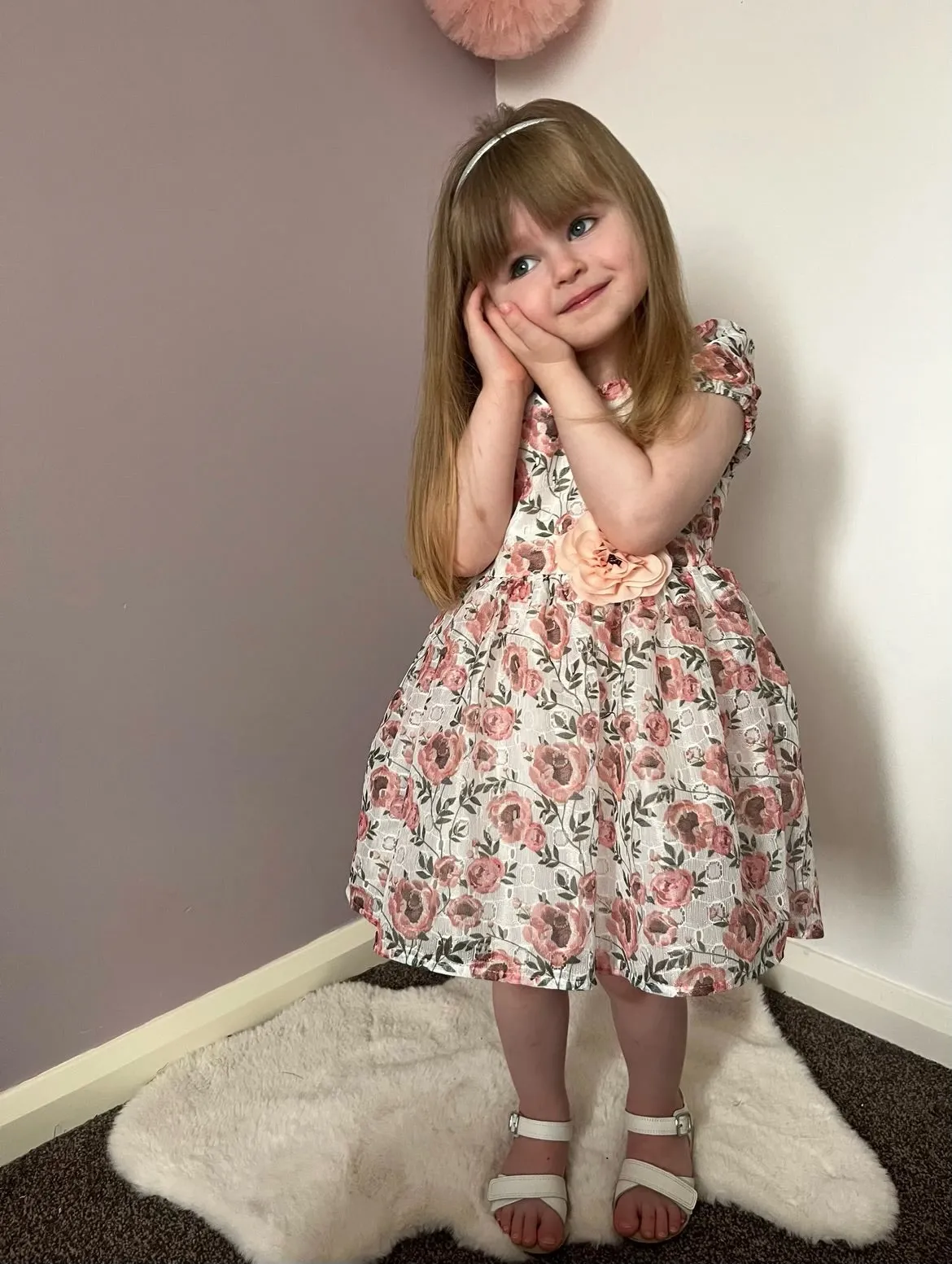 Pink Floral Summer Girls Dress