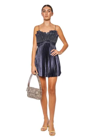 Pithill Navy Metallic Pleated Mini Dress