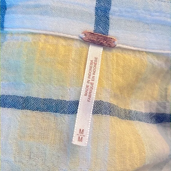 Plaid Pastel Boho Long Shirt Dress Kimono Oversized FP BY MY SIDE like new light