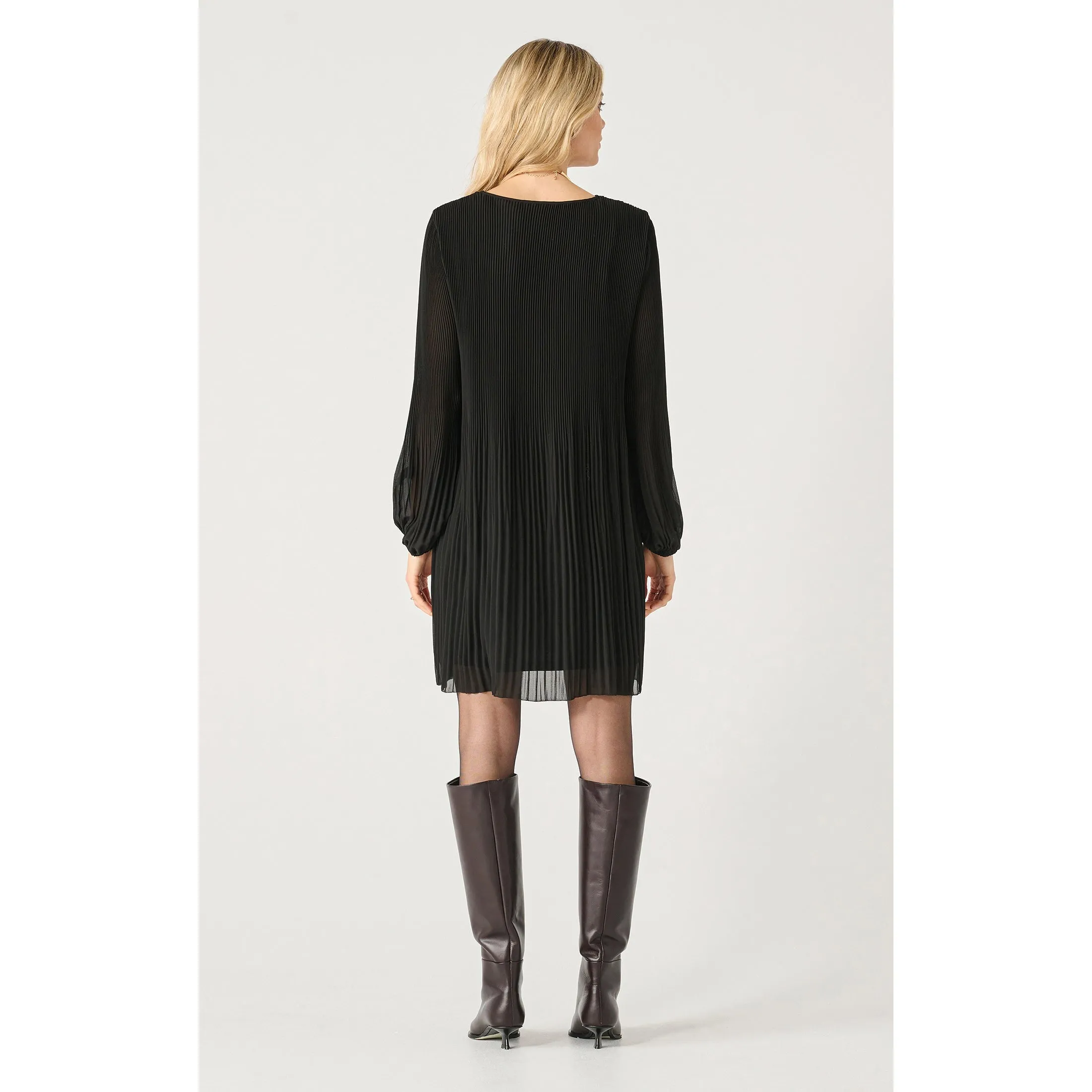 PLEATED A-LINE DRESS