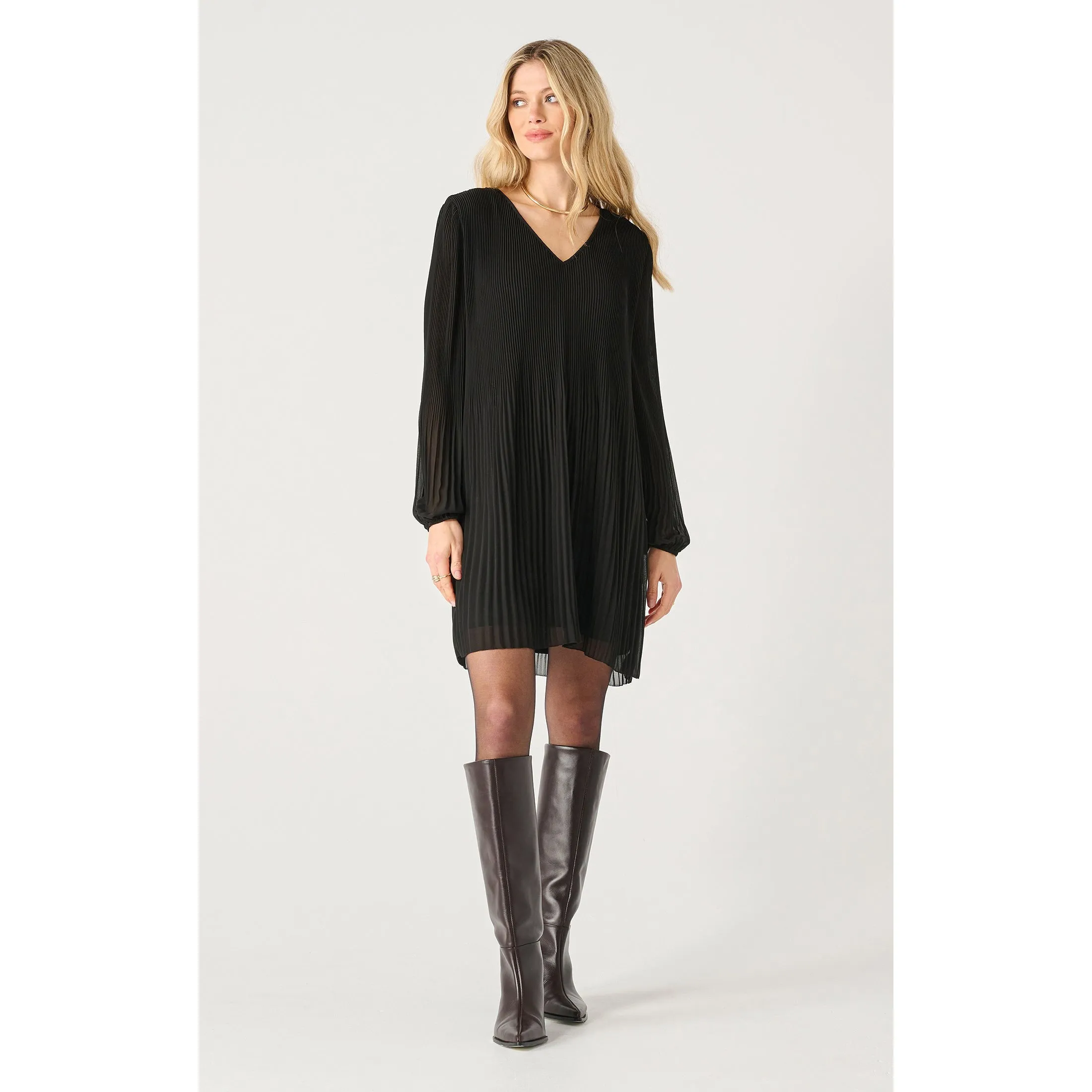 PLEATED A-LINE DRESS