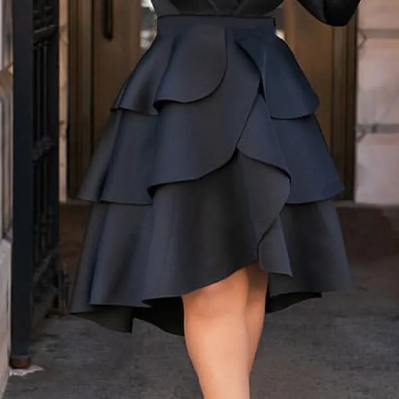 Pleated Cake Layer A-line skirt