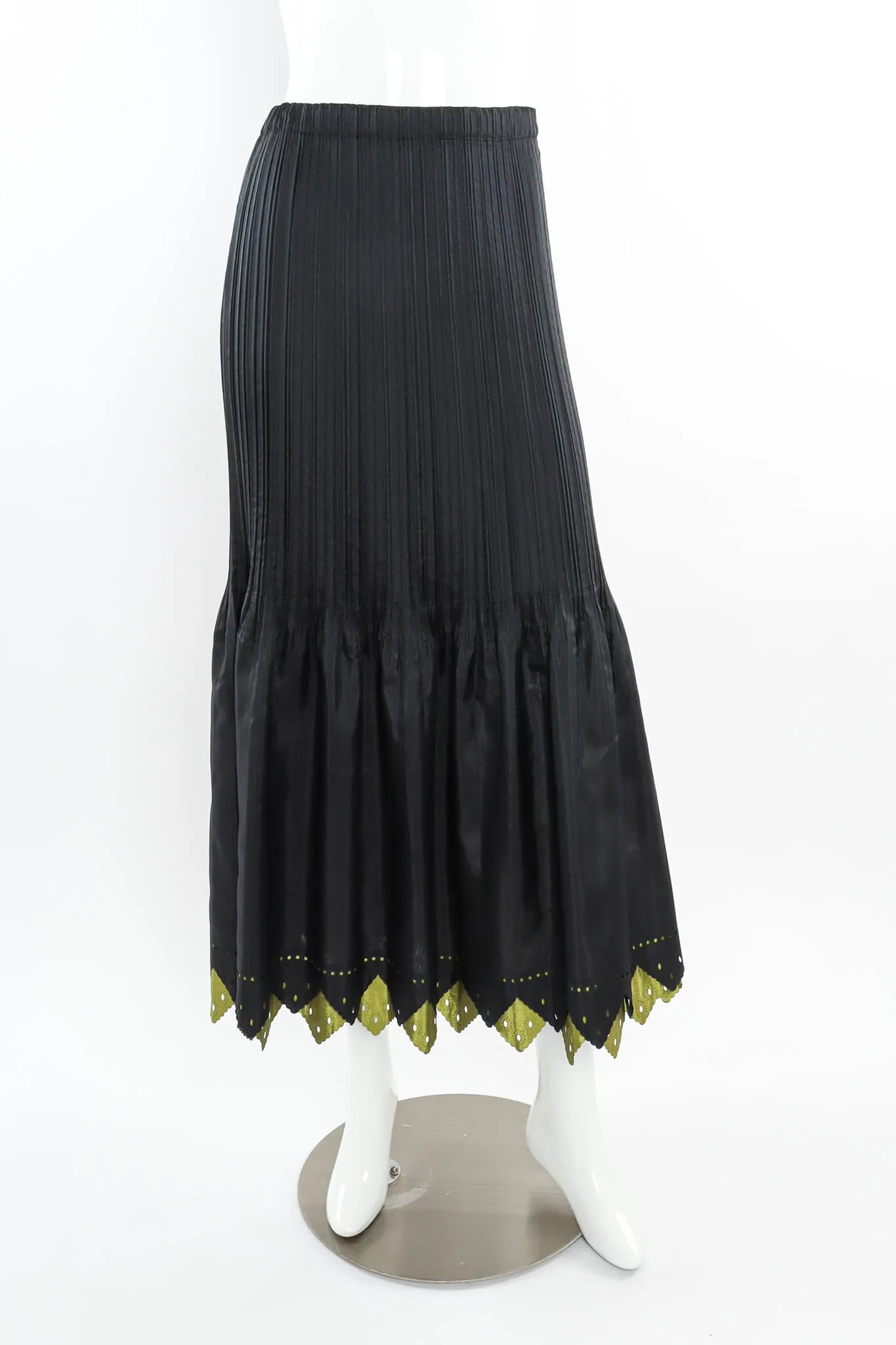 Pleated Eyelet A-Line Skirt