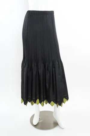 Pleated Eyelet A-Line Skirt