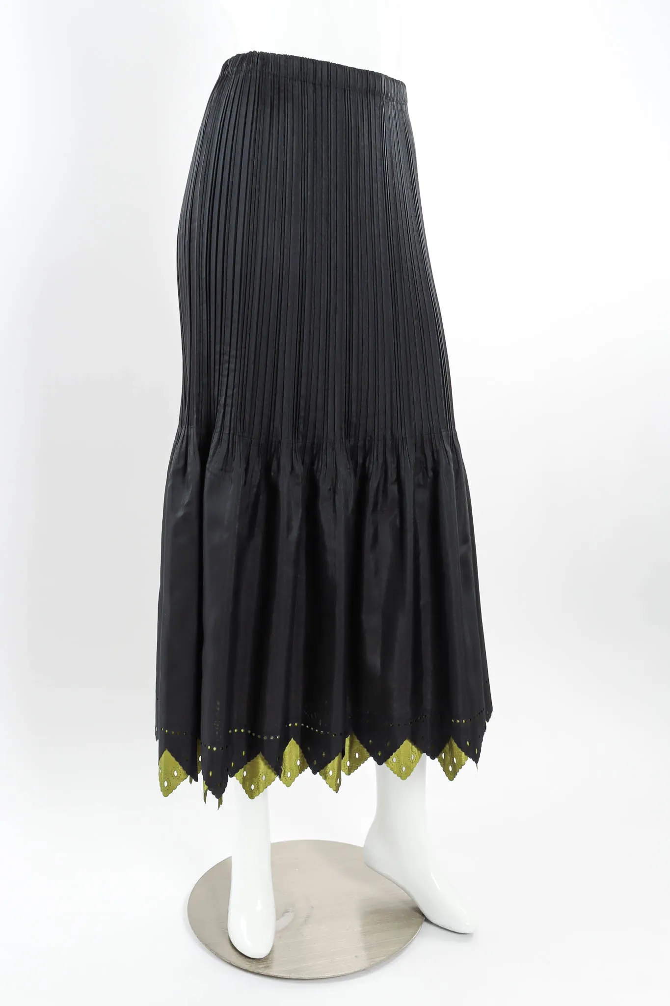 Pleated Eyelet A-Line Skirt