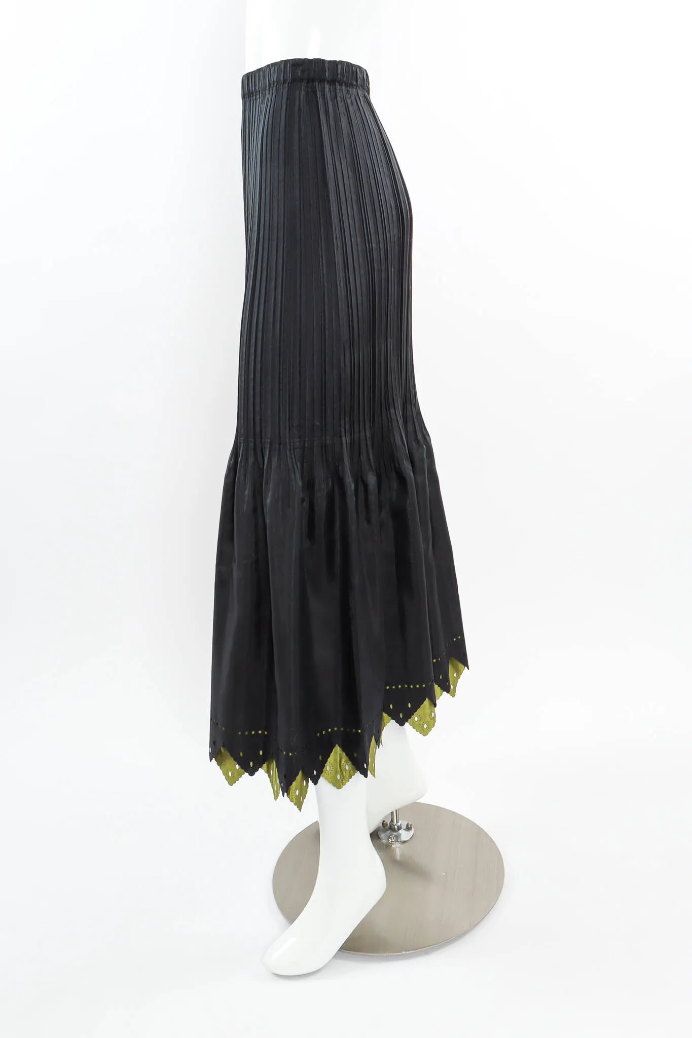 Pleated Eyelet A-Line Skirt