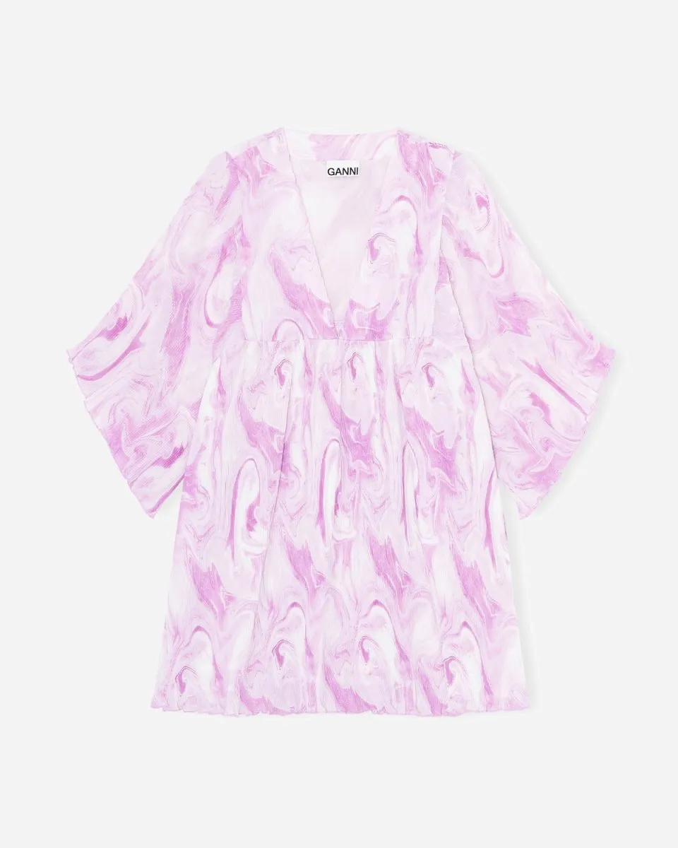 Pleated Georgette Mini Dress - Orchid