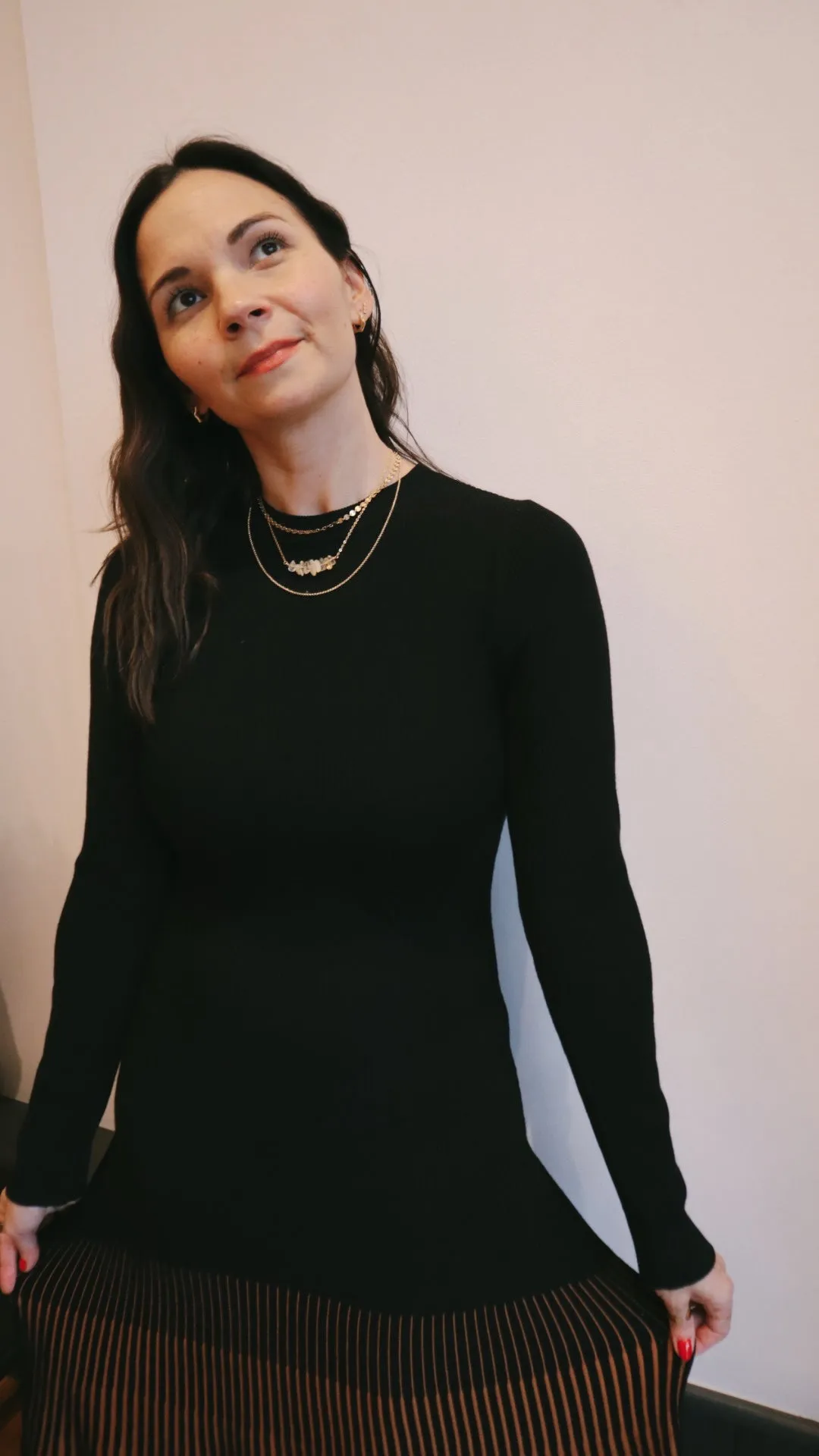 Pleated Illusion Sweater Dress