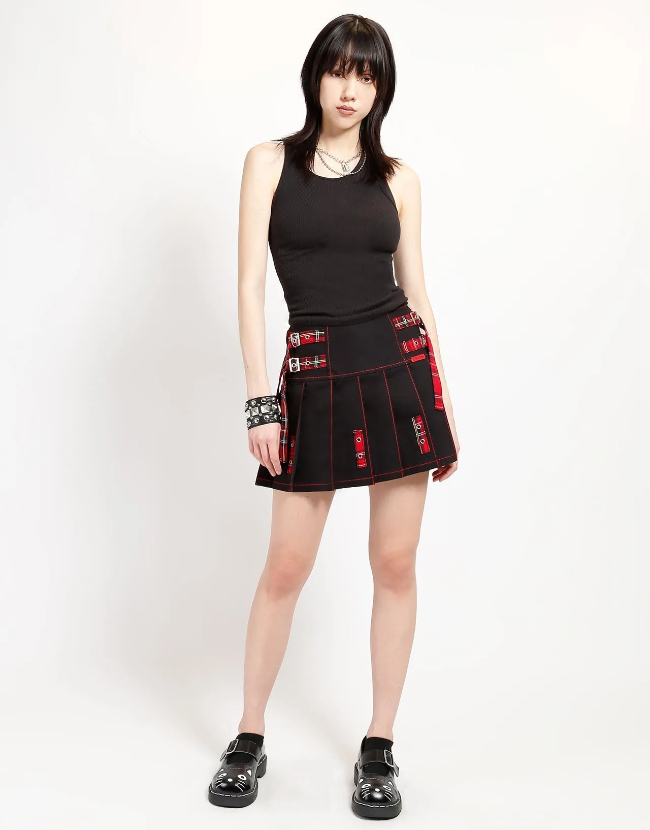 PLEATED STRAP SKIRT