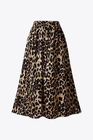 Plus Size Leopard Print Midi Skirt
