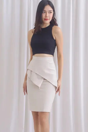 *Premium* TDC Dimity Peplum Pencil Skirt II In Wheat