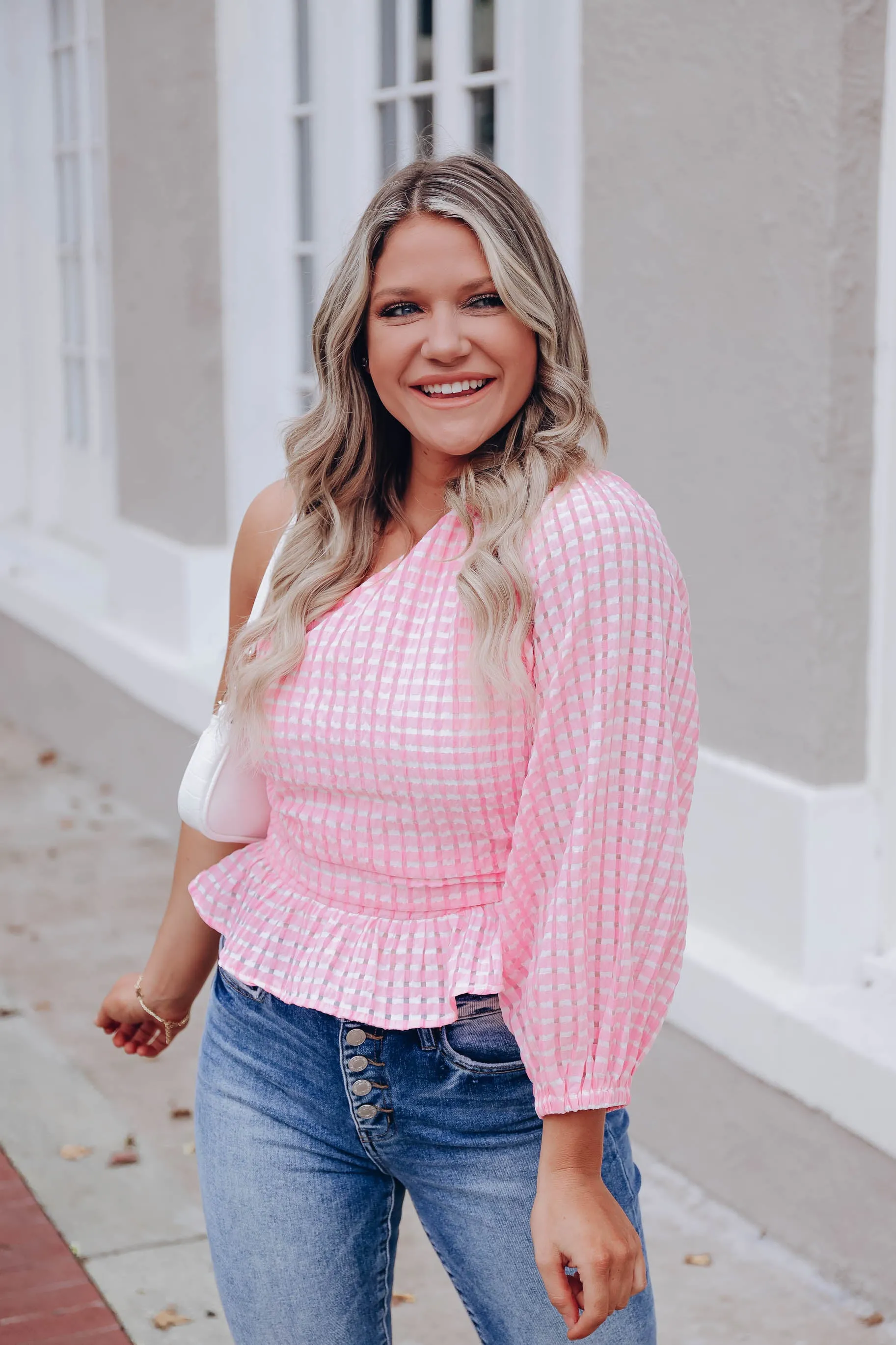 Preppy One Shoulder Peplum Crop Top