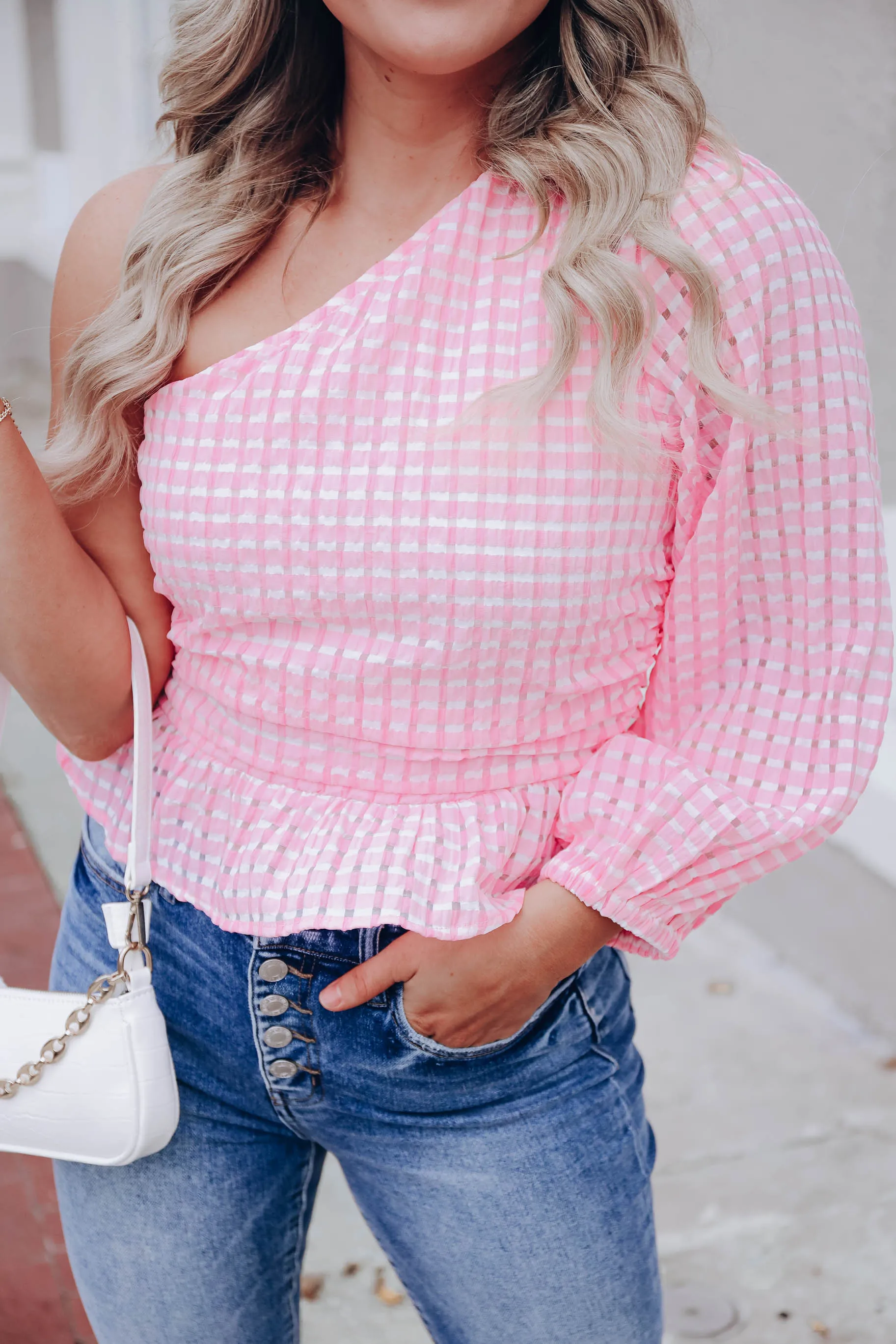 Preppy One Shoulder Peplum Crop Top