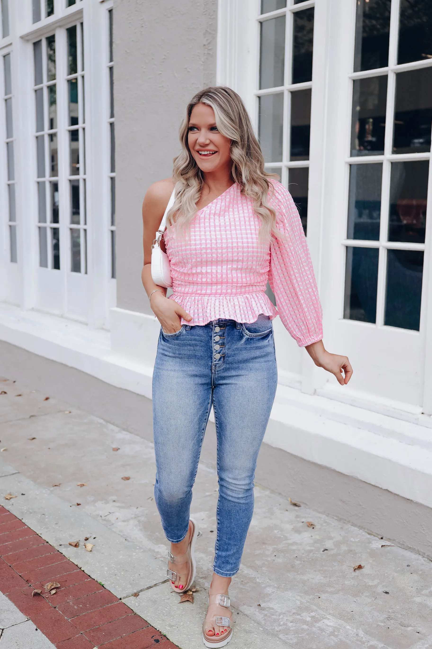 Preppy One Shoulder Peplum Crop Top