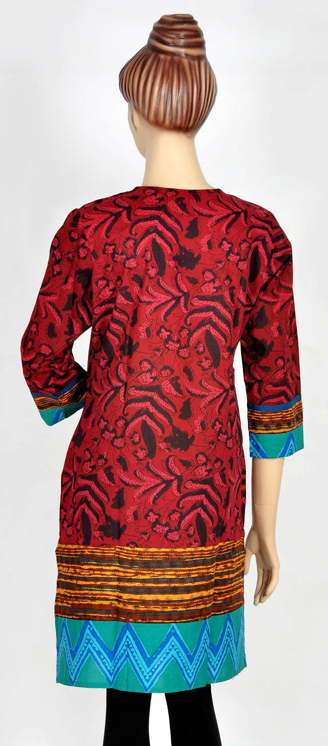 Printed Cotton Maroon Kurti
