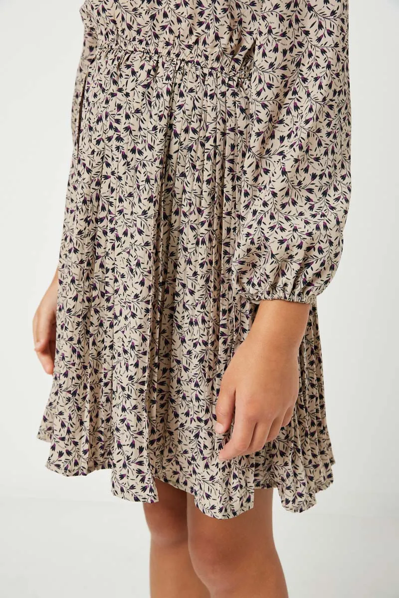 Printed Pleated Skirt Mini Dress