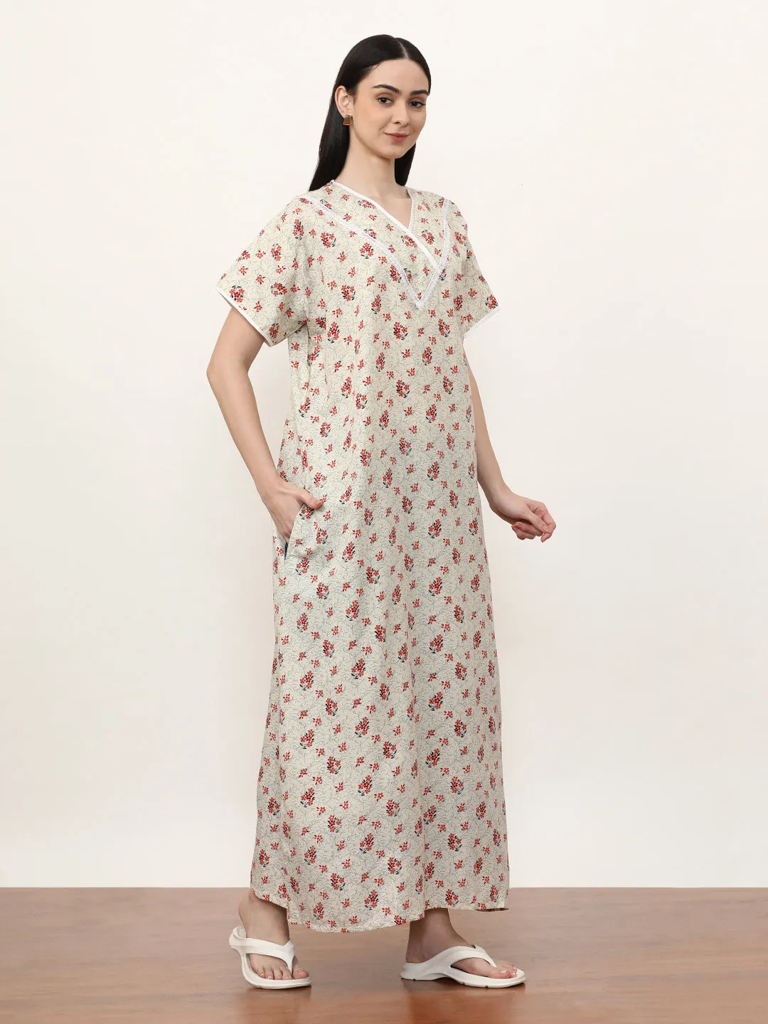 Printed Pure Cotton Maxi Nightdress