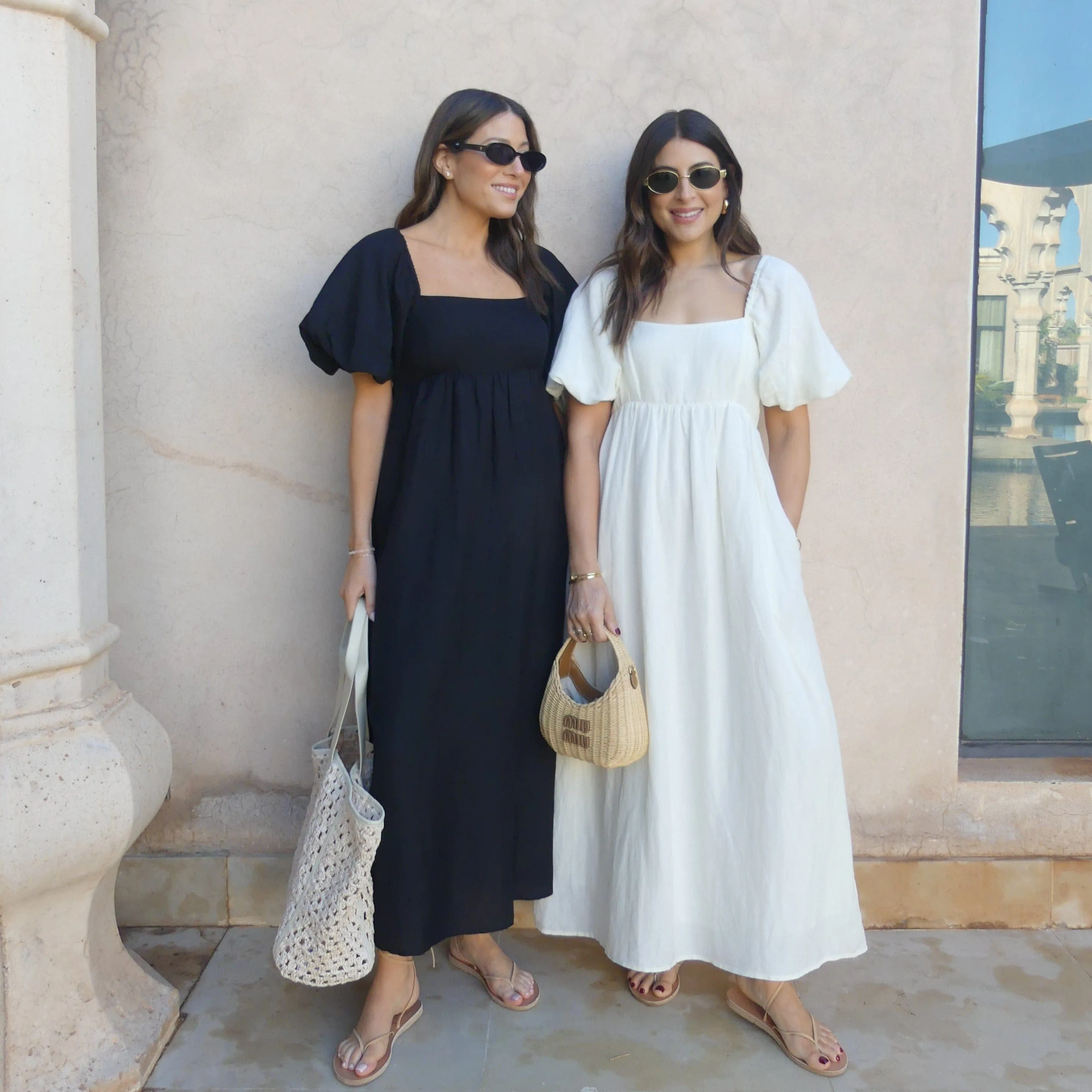PUFF SLEEVE MIDI DRESS - BUTTERMILK