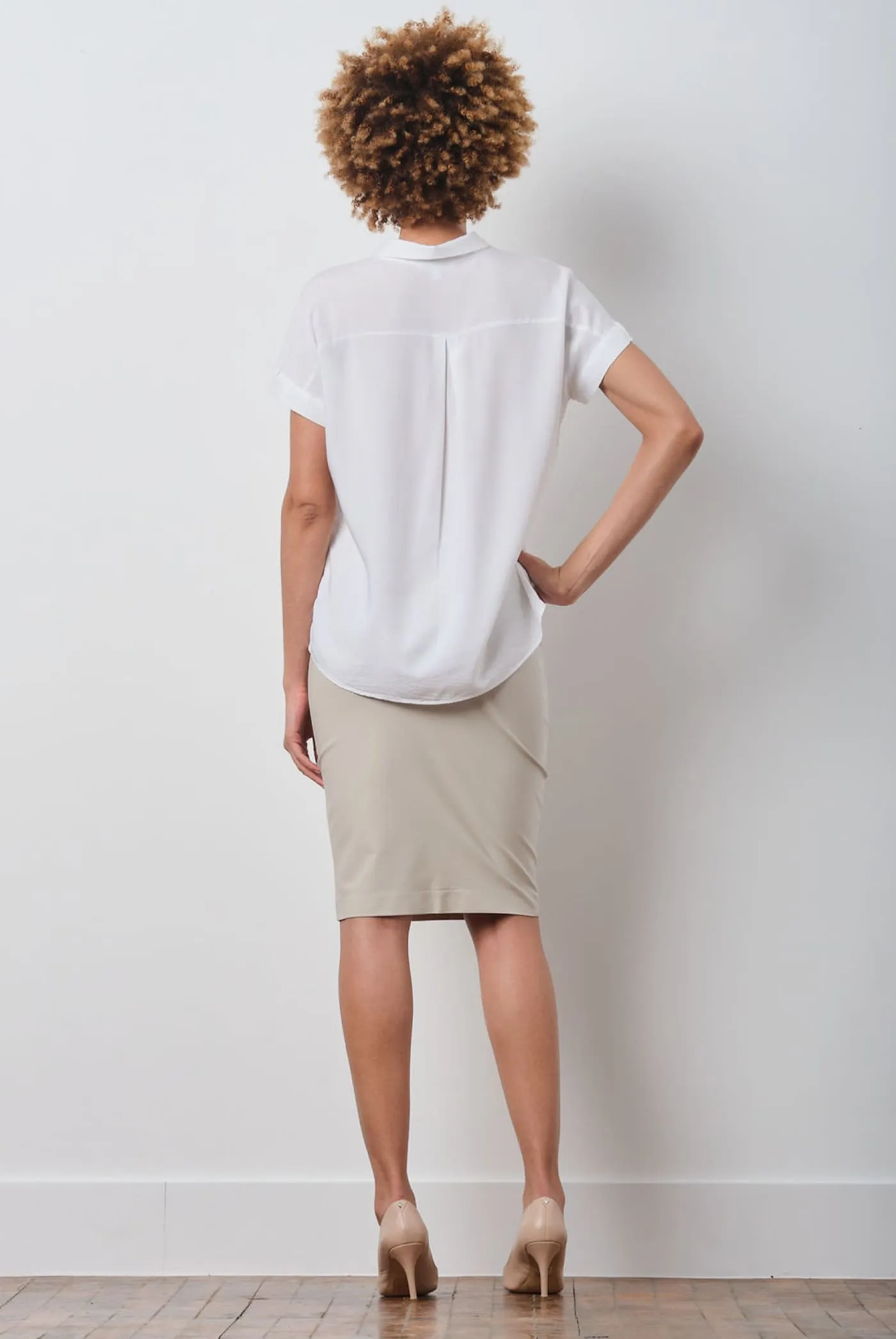 PULL ON SKIRT 2-Way Stretch Beige