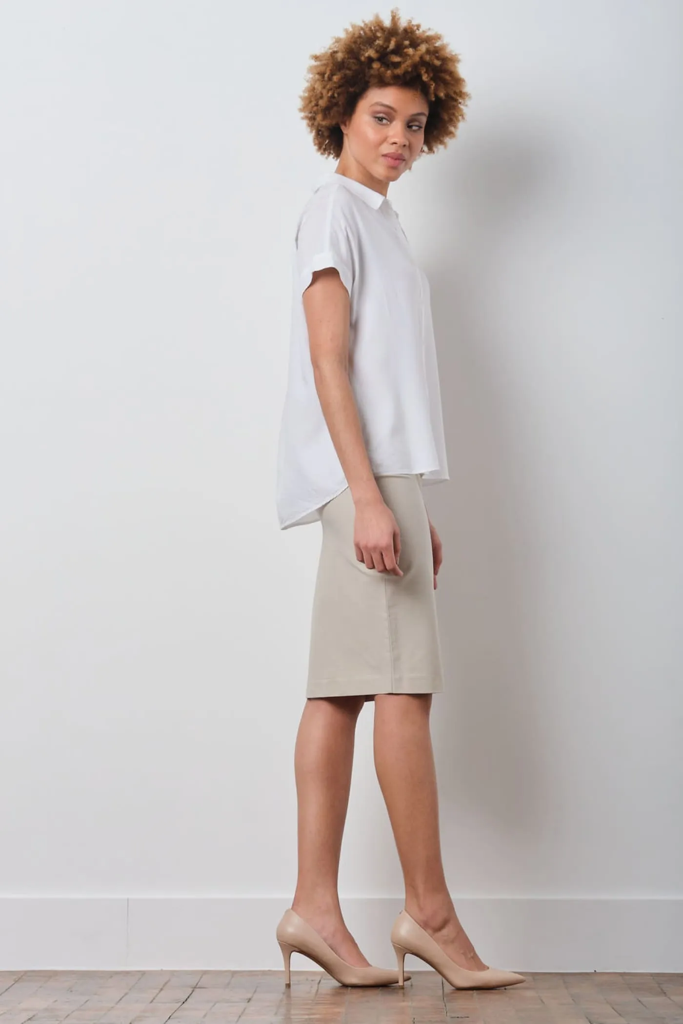 PULL ON SKIRT 2-Way Stretch Beige