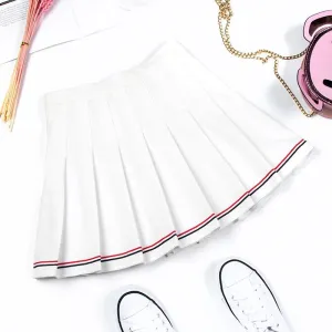 Pure Color Uniform A-line Hight Waist Pleated Skirt