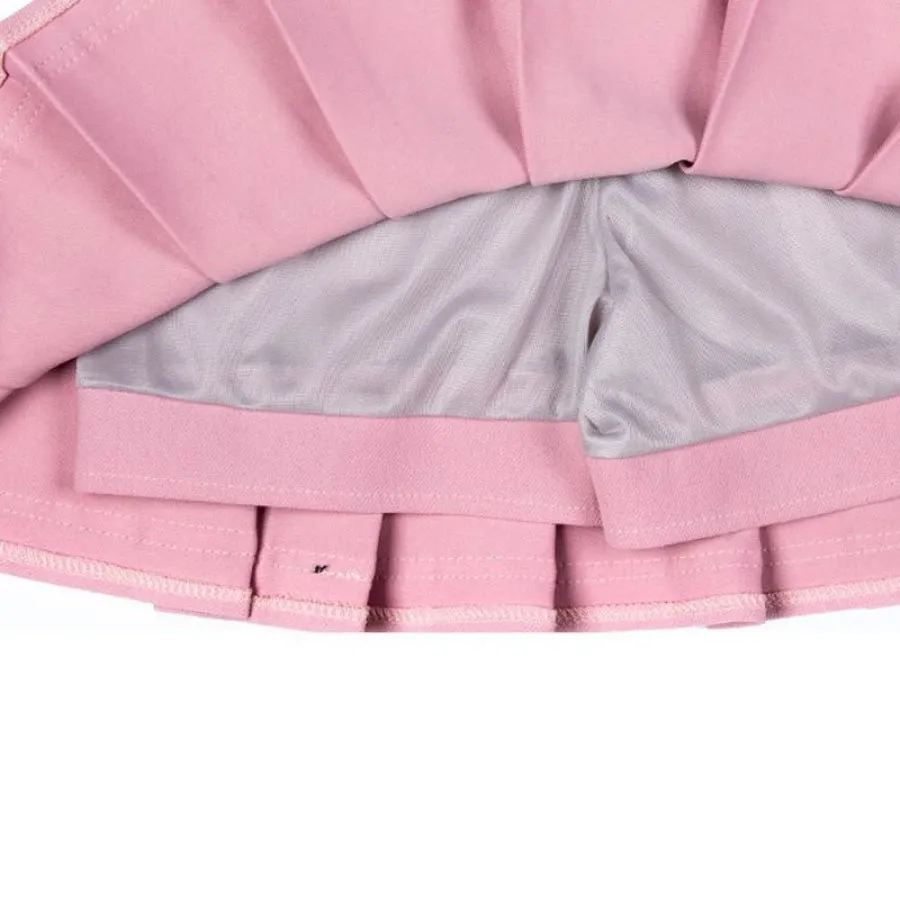 Pure Color Uniform A-line Hight Waist Pleated Skirt