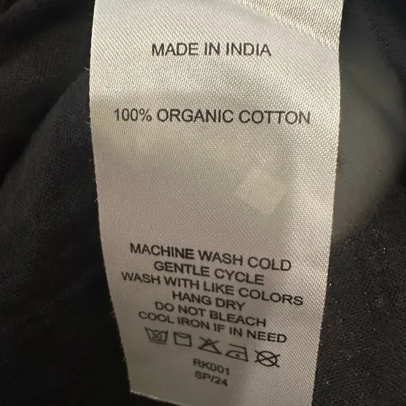 Quince Black Smocked Tiered Maxi Sundress - 100% Organic Cotton Gauze