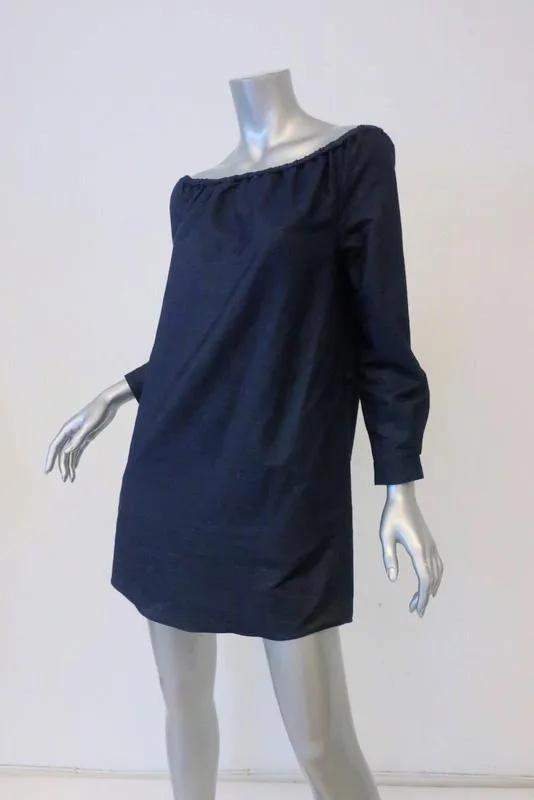 Rag & Bone/JEAN Off the Shoulder Denim Dress Indigo Size Small Long Sleeve Mini