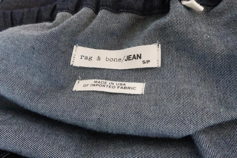 Rag & Bone/JEAN Off the Shoulder Denim Dress Indigo Size Small Long Sleeve Mini