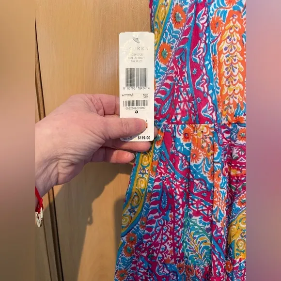Ralph Lauren Maxi Peasant Skirt Multi Color 100% Cotton NWT Women’s Size Small
