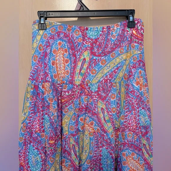 Ralph Lauren Maxi Peasant Skirt Multi Color 100% Cotton NWT Women’s Size Small