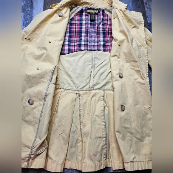 Ralph Lauren Rugby Butter Yellow Double Breasted Coat Medium