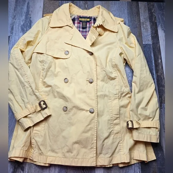 Ralph Lauren Rugby Butter Yellow Double Breasted Coat Medium
