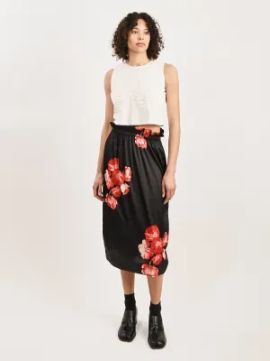 Red/Black Elasticated Gathered Ruffle Waist Tulip Skirt