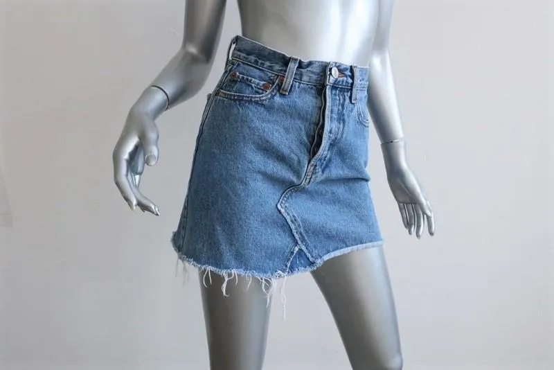 RE/DONE Originals High Rise Denim Mini Skirt Size 24