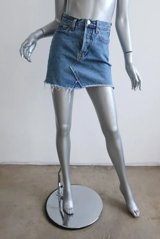 RE/DONE Originals High Rise Denim Mini Skirt Size 24