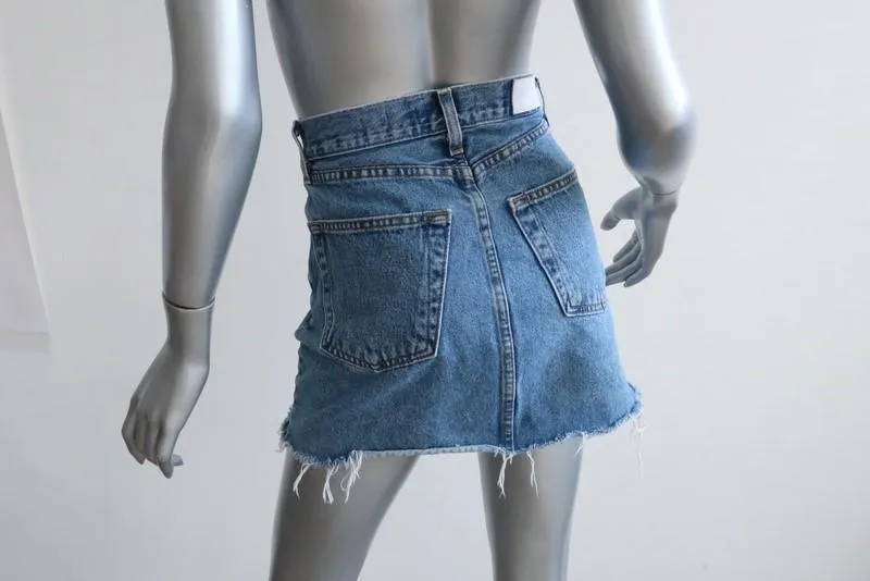RE/DONE Originals High Rise Denim Mini Skirt Size 24