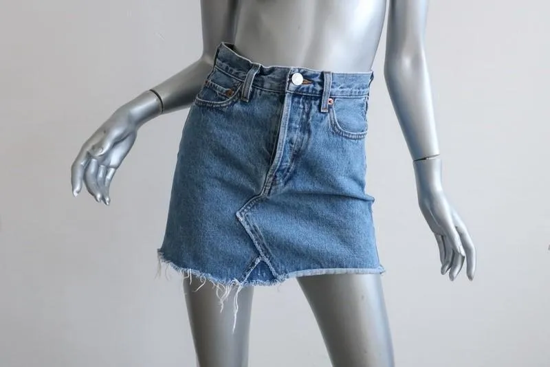 RE/DONE Originals High Rise Denim Mini Skirt Size 24