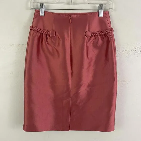 REISS pink silk cotton Hillary pencil skirt