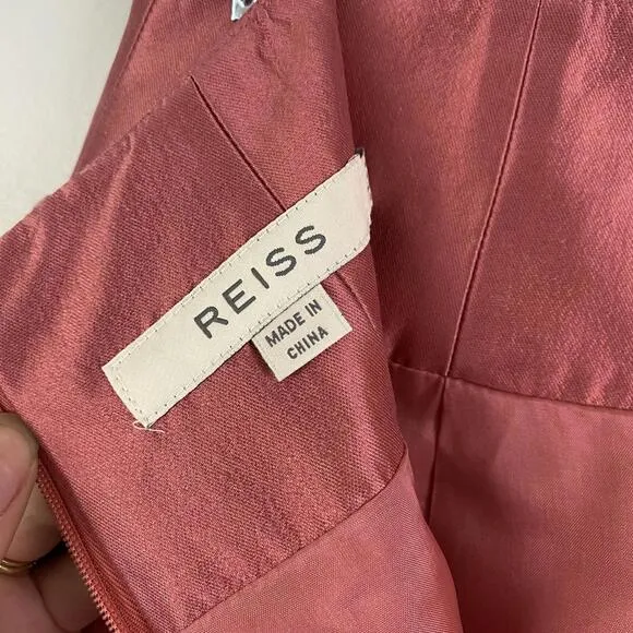 REISS pink silk cotton Hillary pencil skirt