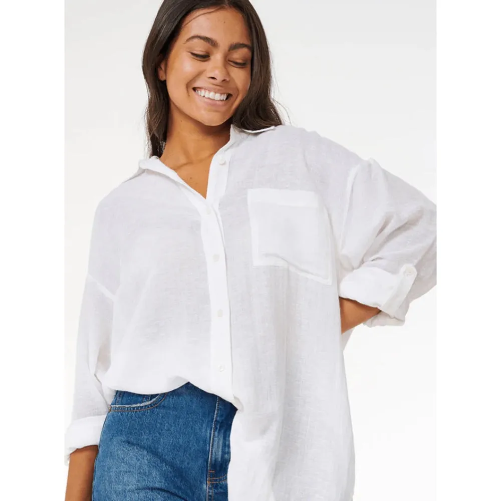 RIP CURL PREMIUM LINEN SHIRT WHITE