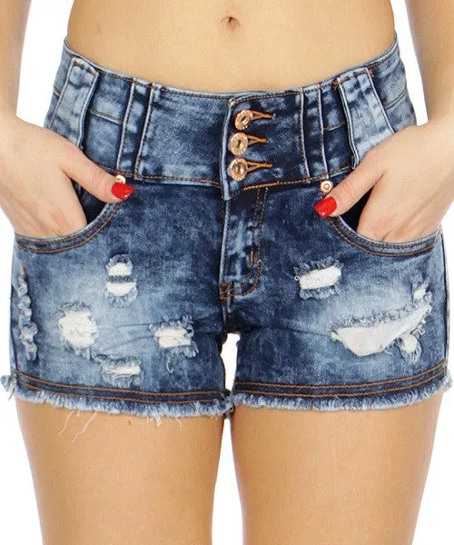 Ripped Denim Shorts