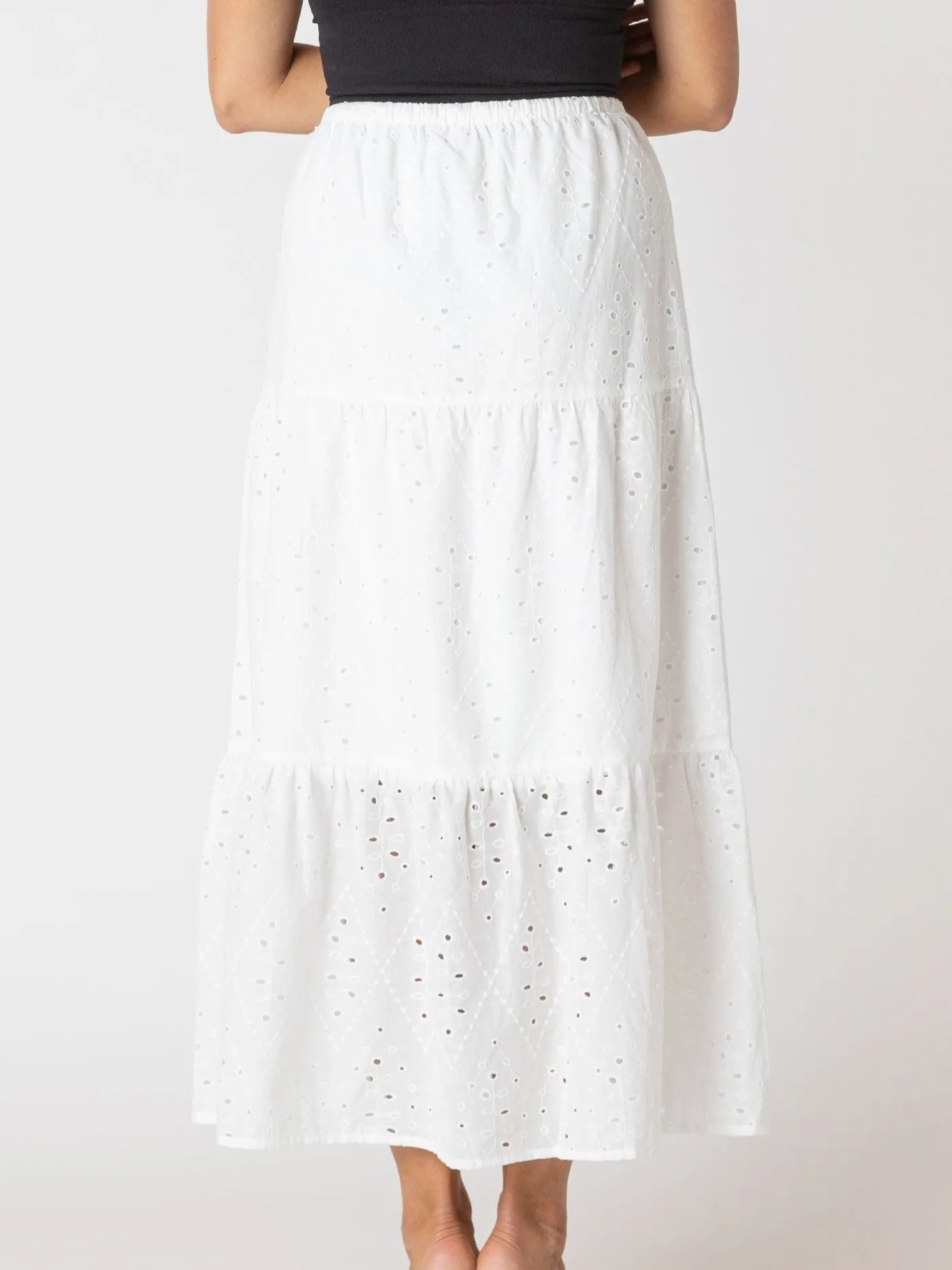 ROOM 34 Embroidered Eyelet Maxi Skirt