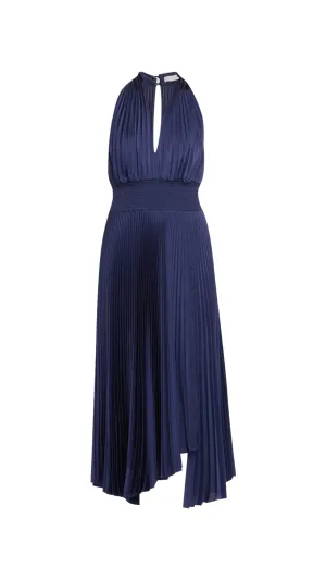Rose Pleated Halter Dress